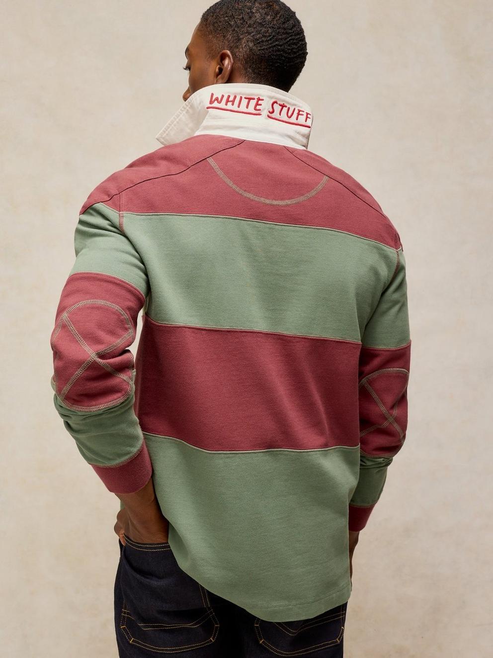 Cooper Cut  Sew Rugby in GREEN MLT - MODEL BACK