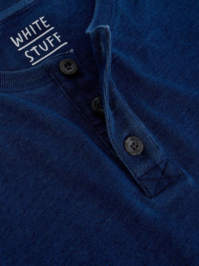 Hastings SS Indigo Henley in INDIGO BLE - FLAT DETAIL