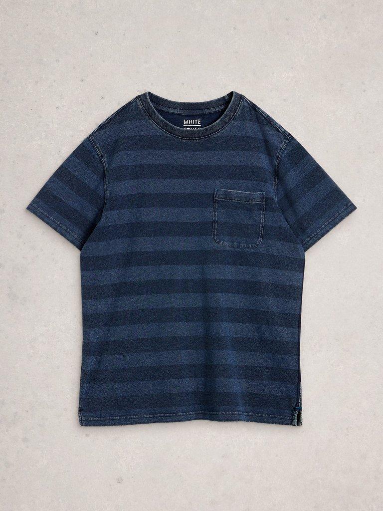 Abersoch Indigo Stripe Tee in INDIGO BLE - FLAT FRONT