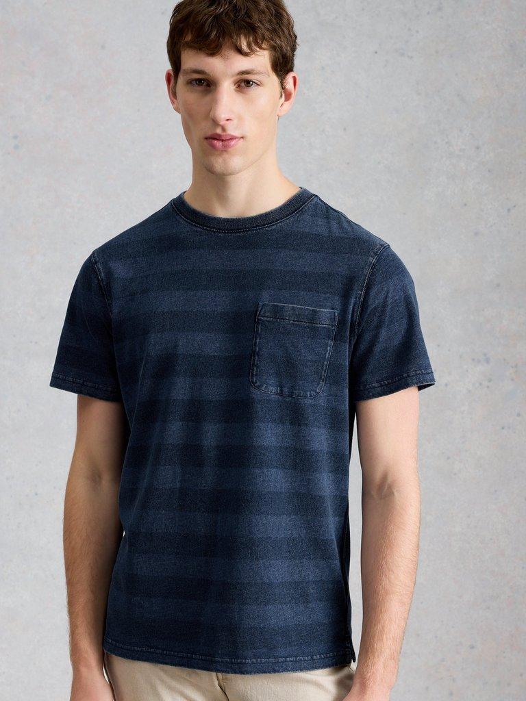 Abersoch Indigo Stripe Tee in INDIGO BLE - LIFESTYLE