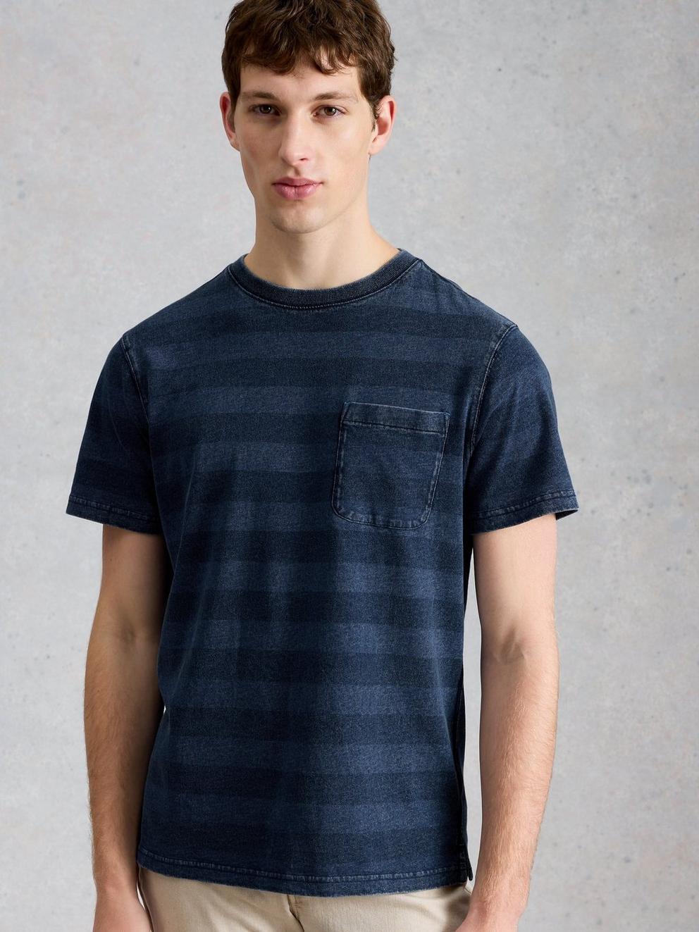 Abersoch Indigo Stripe Tee in INDIGO BLE - LIFESTYLE