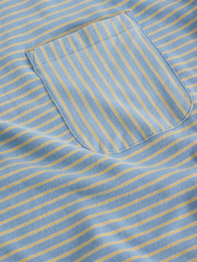 Abersoch Indigo Stripe Tee in LGT BLUE - FLAT DETAIL