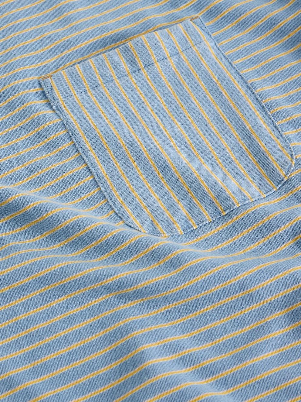 Abersoch Indigo Stripe Tee in LGT BLUE - FLAT DETAIL