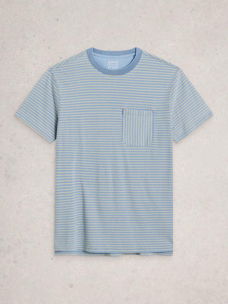 Abersoch Indigo Stripe Tee in LGT BLUE - FLAT FRONT