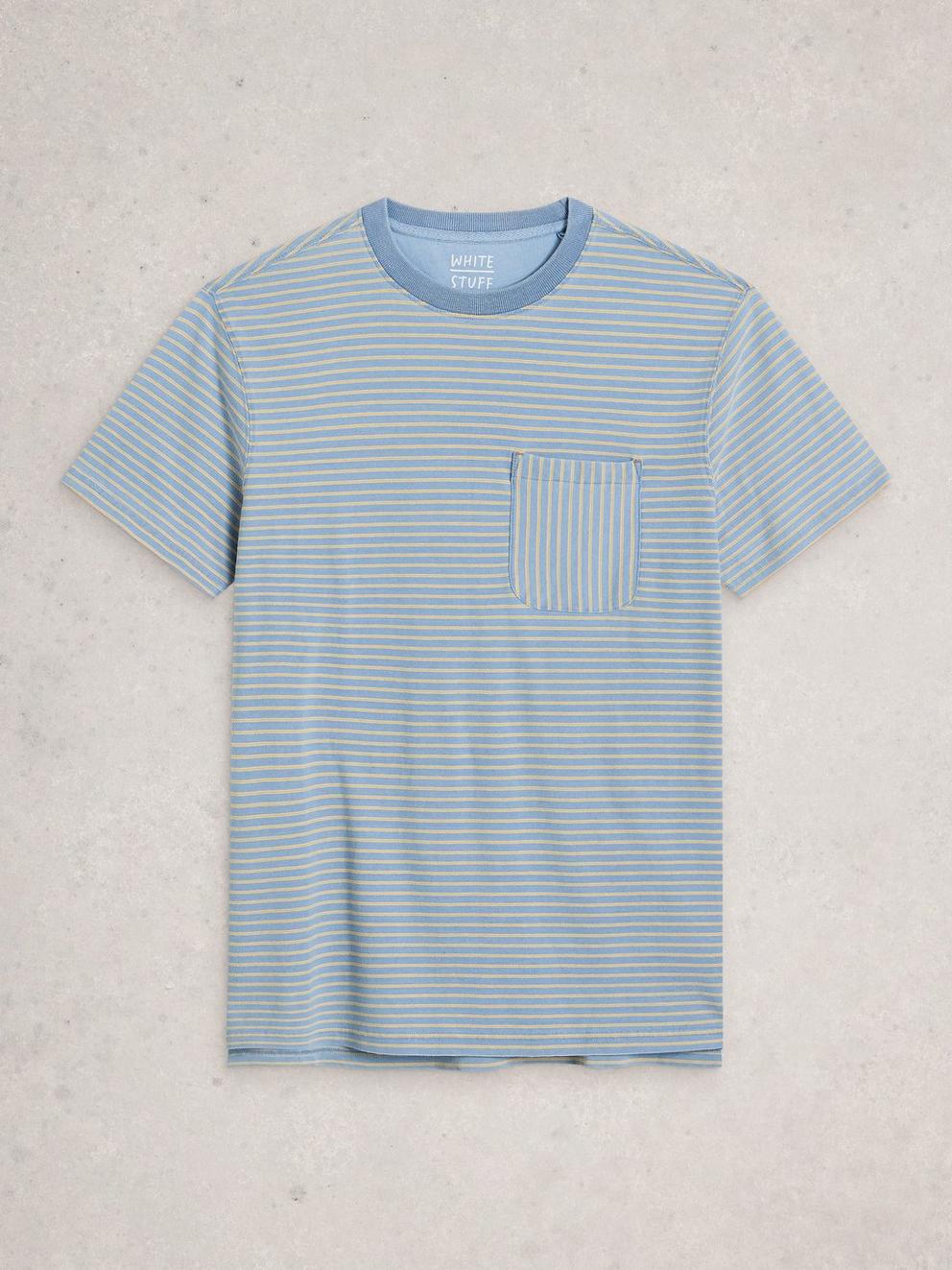Abersoch Indigo Stripe Tee in LGT BLUE - FLAT FRONT