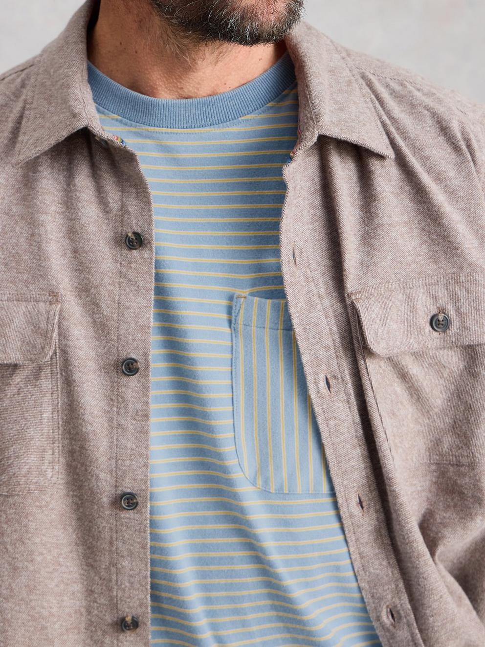 Abersoch Indigo Stripe Tee in LGT BLUE - MODEL DETAIL