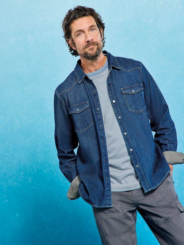 Abersoch Indigo Stripe Tee in LGT BLUE - MIXED