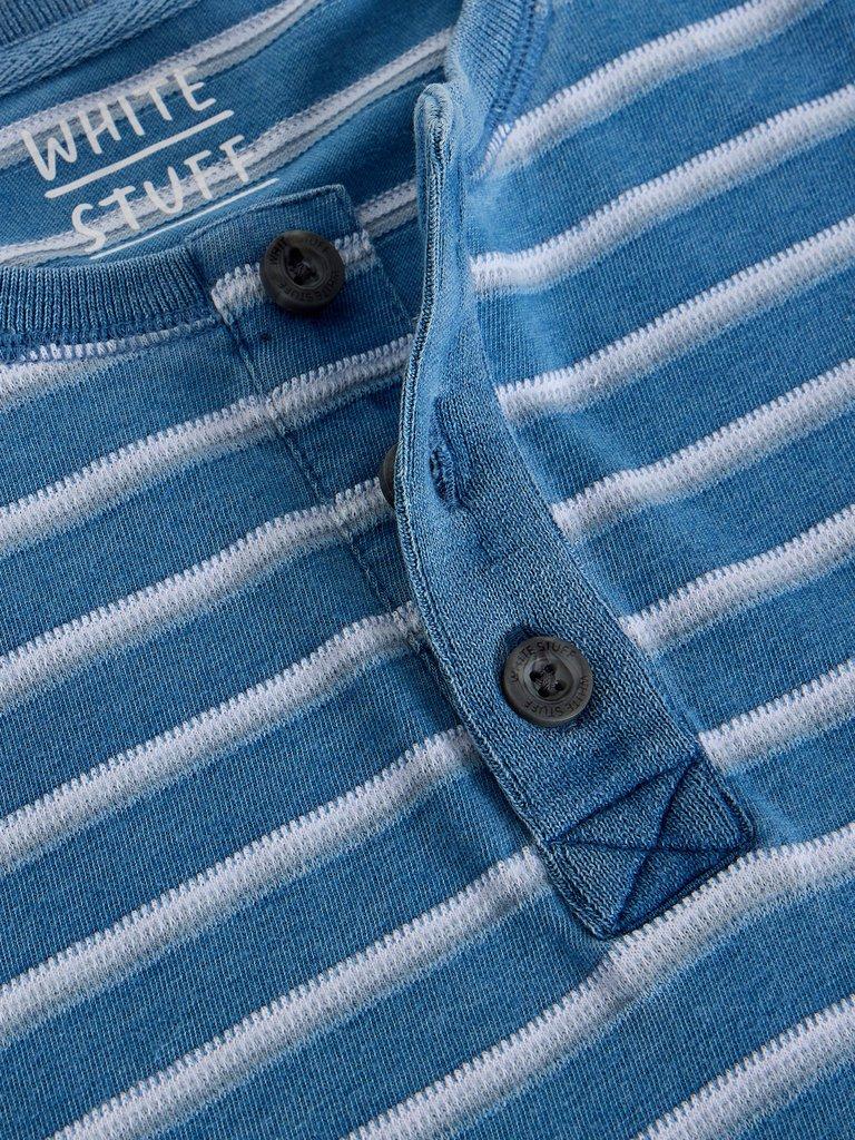 Hastings Stripe Indigo Henley in BLUE MLT - FLAT DETAIL