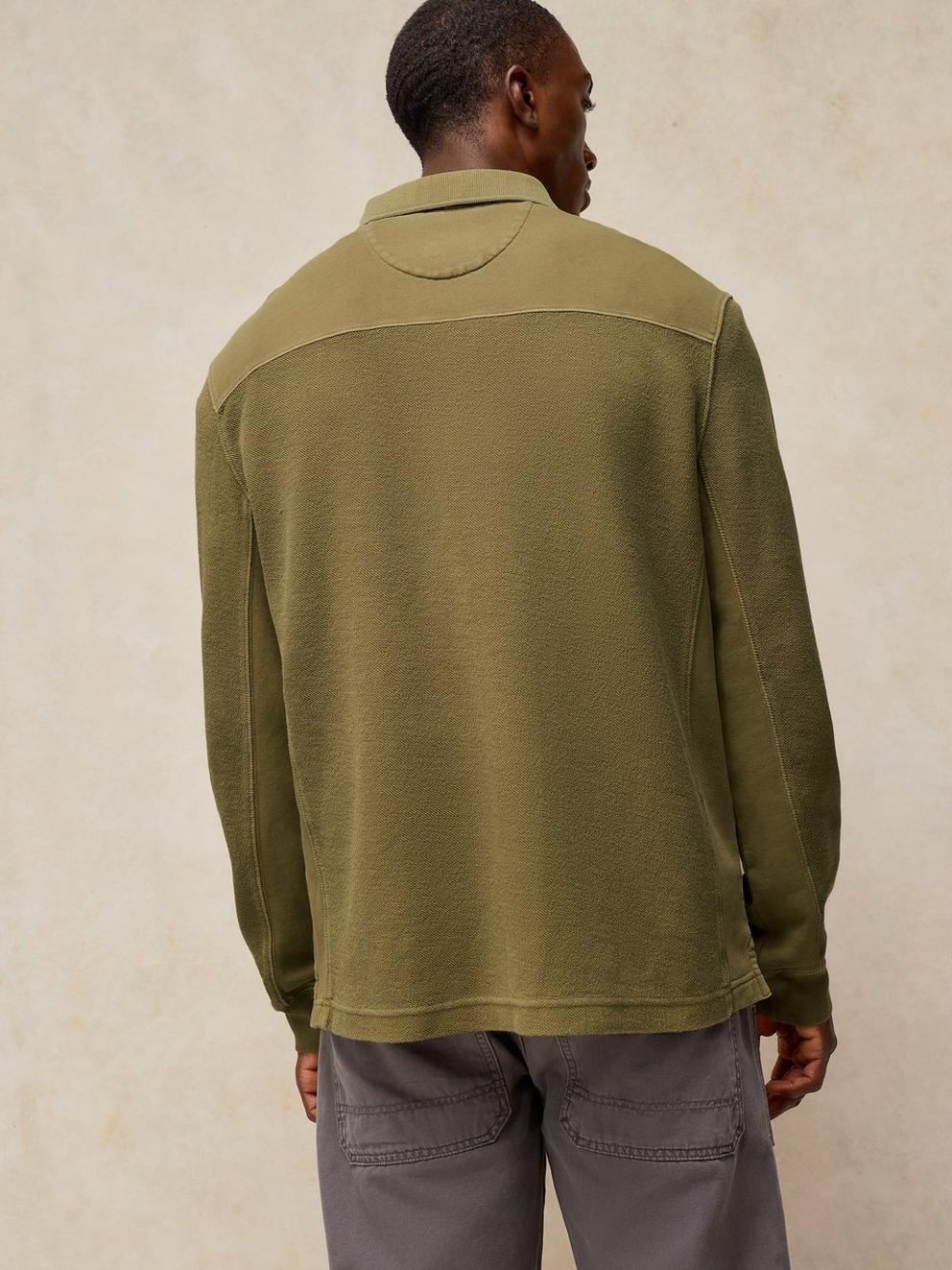 Sidmouth Collar Sweatshirt in DK CHART - MODEL BACK