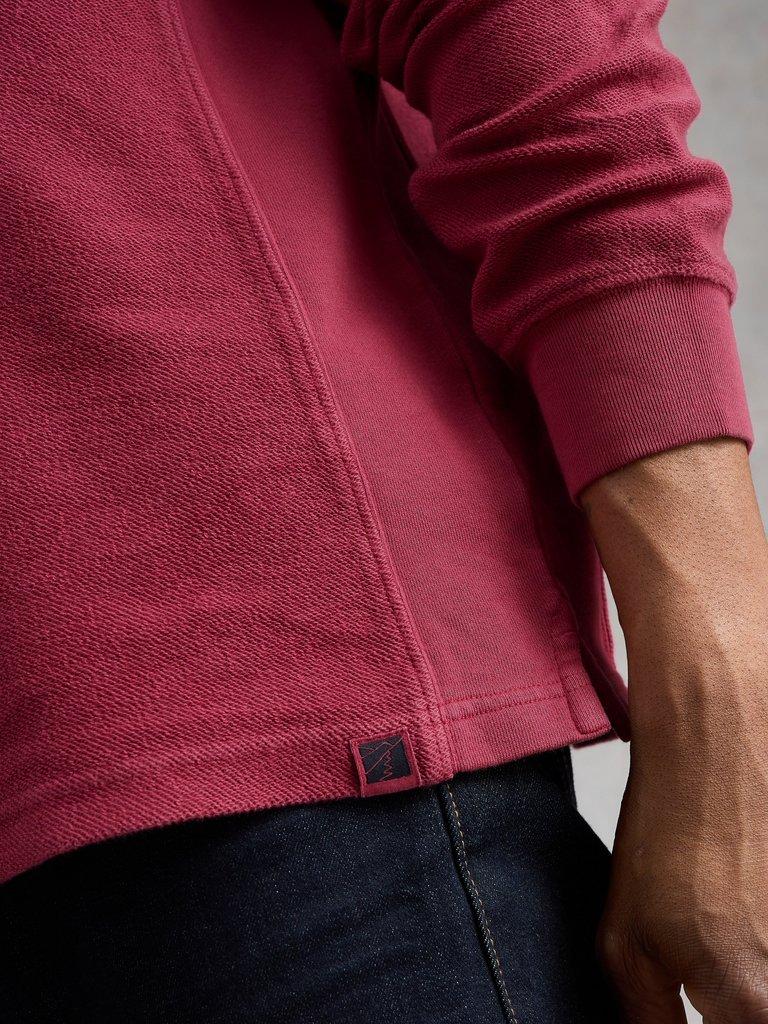 Sidmouth Collar Sweatshirt in DK PLUM - MODEL DETAIL