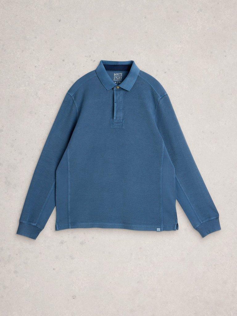 Sidmouth Collar Sweatshirt in MID BLUE - FLAT FRONT