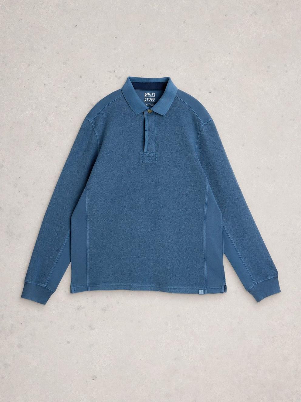 Sidmouth Collar Sweatshirt in MID BLUE - FLAT FRONT