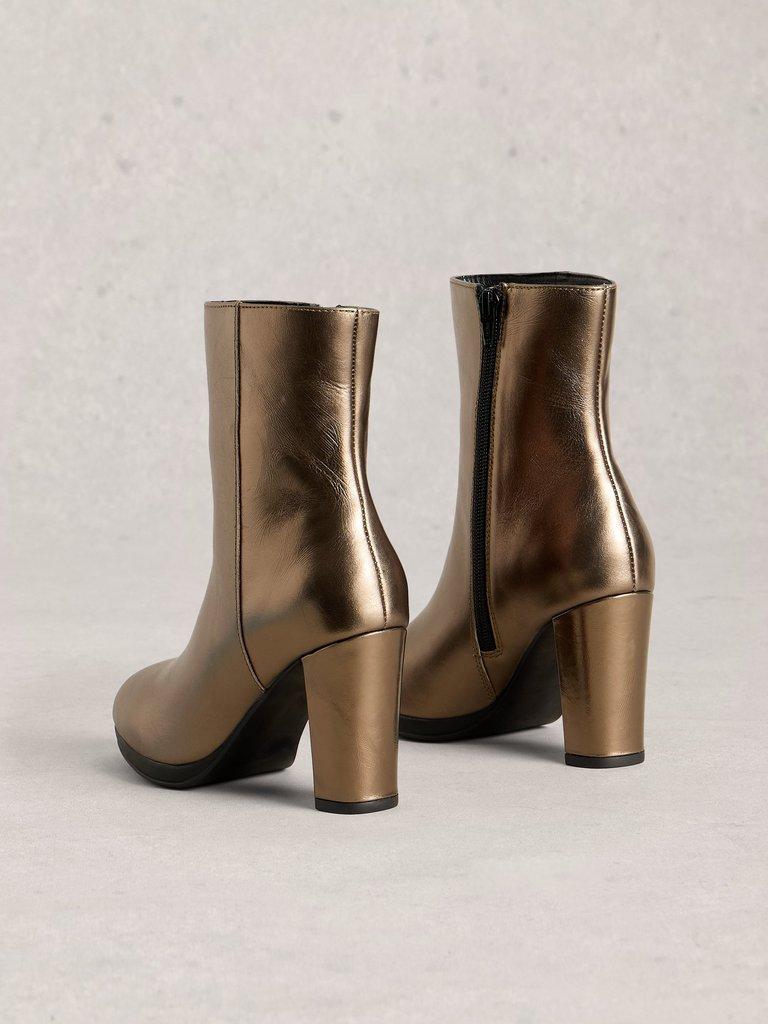 Priscilla Heeled Ankle Boot in MIXED MET - FLAT BACK