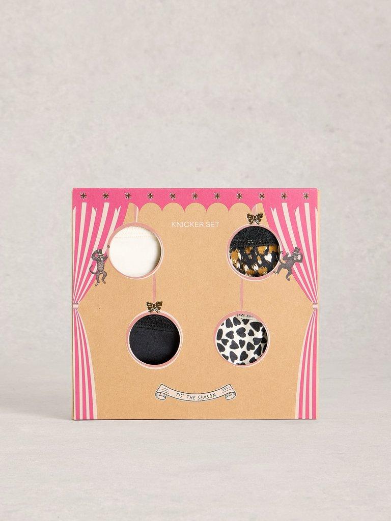 4 PACK KNICKER BOX SET in BLACK - MODEL FRONT