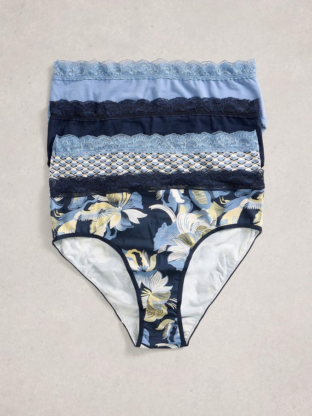 4 PACK KNICKER BOX SET in NAVY MULTI - FLAT FRONT