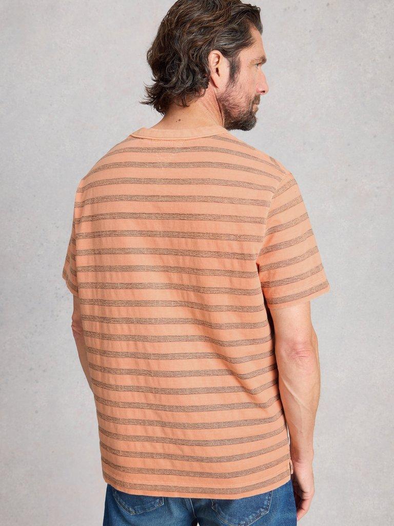 Harrington Stripe Tee in ORANGE MLT - MODEL BACK