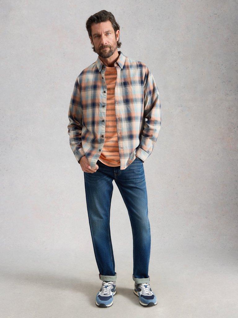 Harrington Stripe Tee in ORANGE MLT - MODEL FRONT