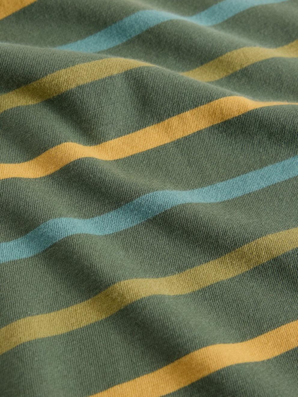 Abersoch Striped Crew Neck Tee in GREEN MLT - FLAT DETAIL