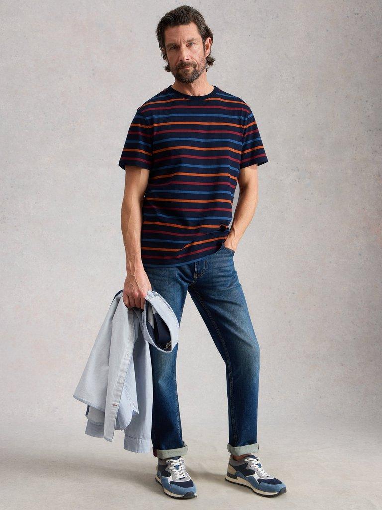 Abersoch Striped Crew Neck Tee in NAVY MULTI - LIFESTYLE
