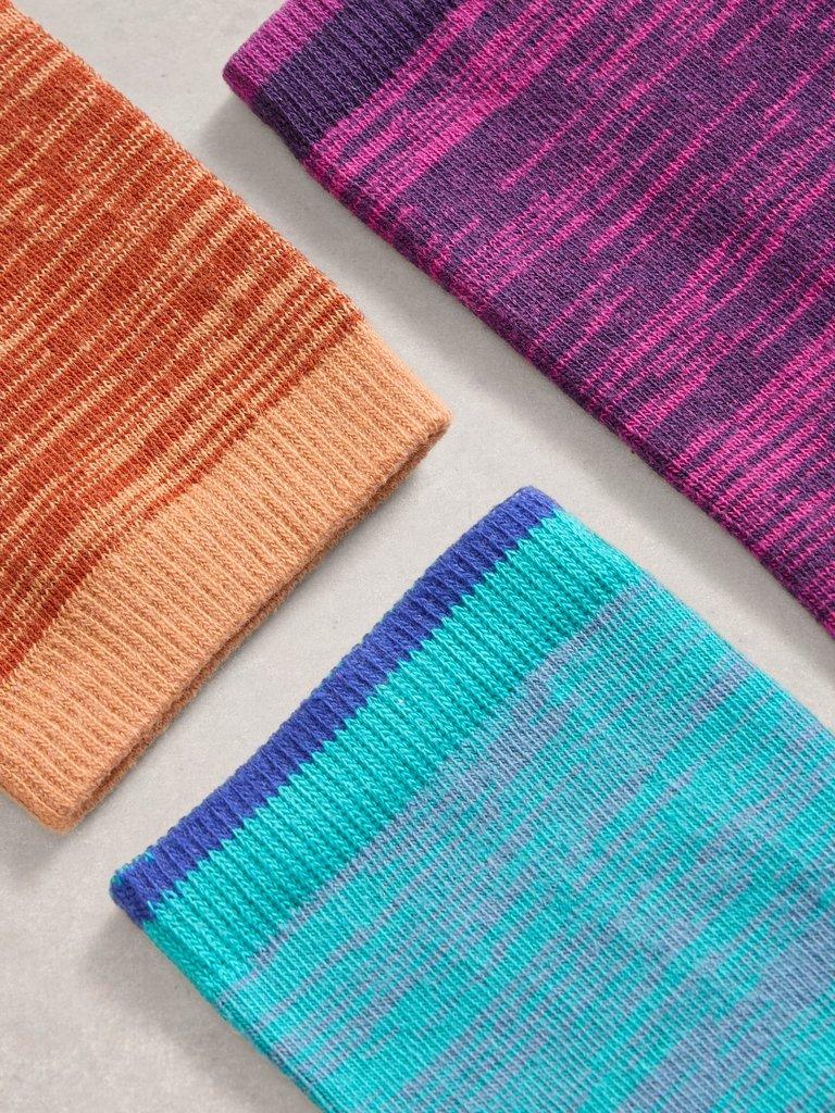 3 Pack Spacedye Ankle Socks in BLUE MLT - FLAT DETAIL