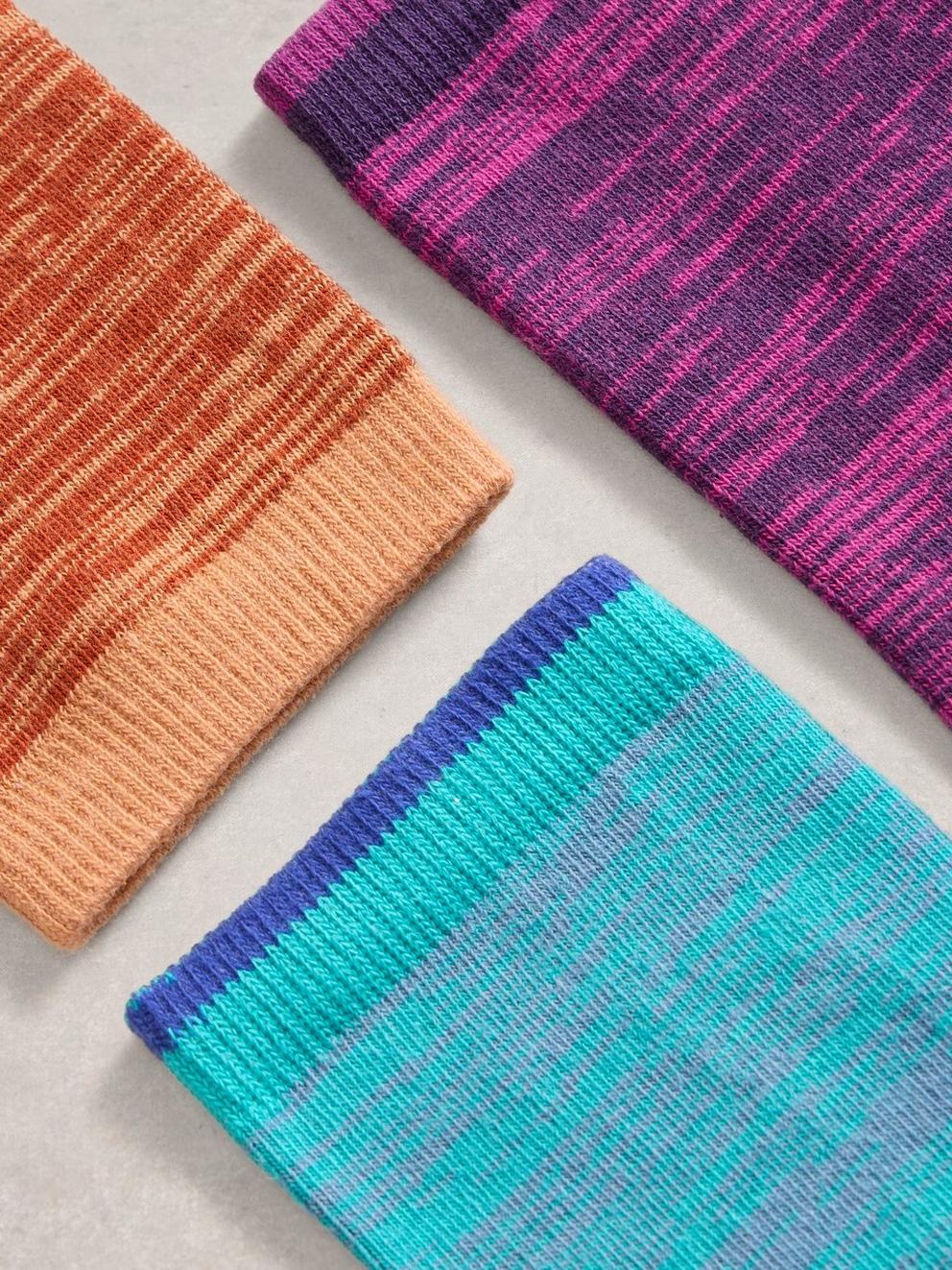 3 Pack Spacedye Ankle Socks in BLUE MLT - FLAT DETAIL