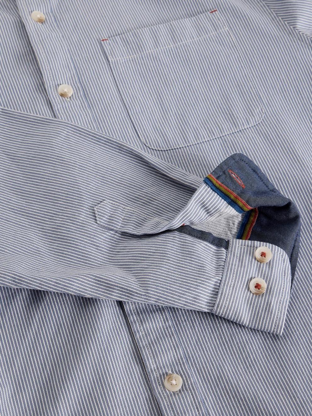 Sefton Stripe Shirt in LGT BLUE - FLAT DETAIL