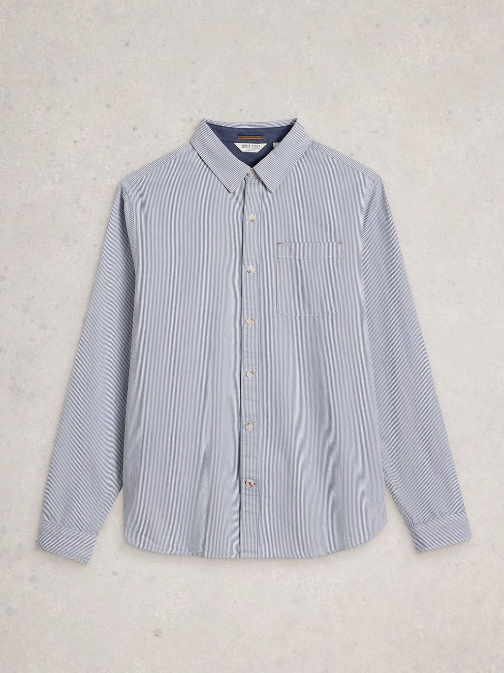 Sefton Stripe Shirt in LGT BLUE - FLAT FRONT