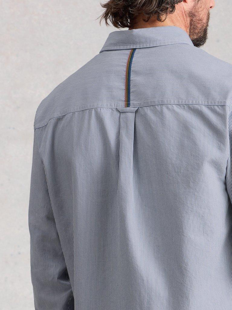 Sefton Stripe Shirt in LGT BLUE - MODEL BACK