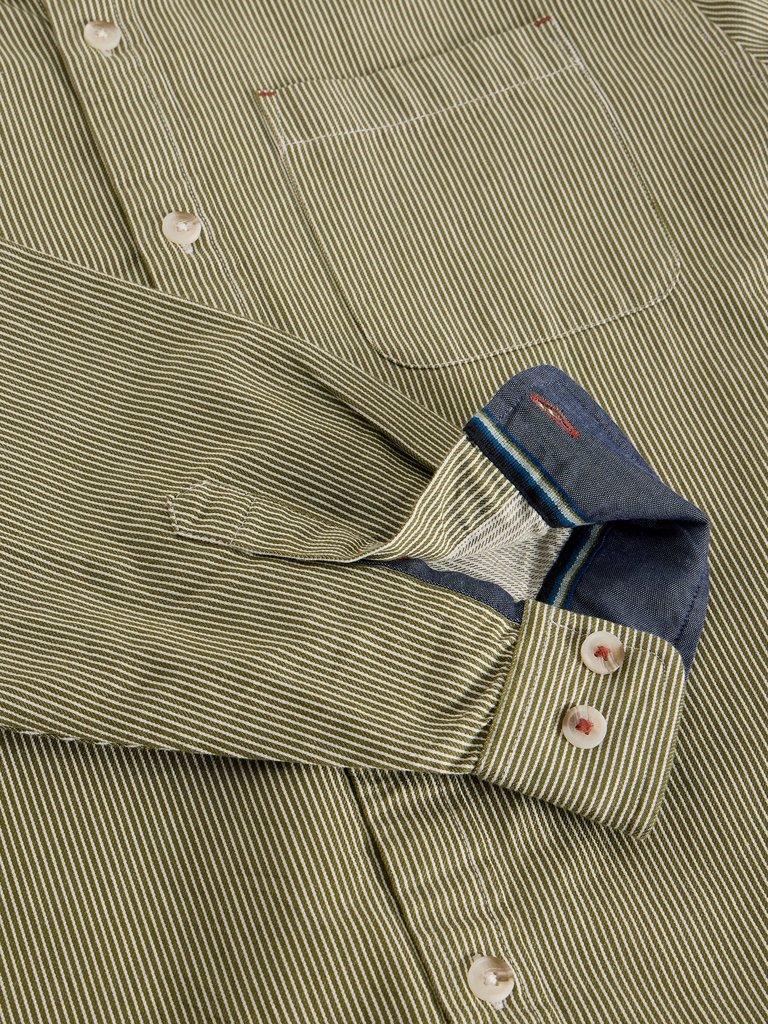 Sefton Stripe Shirt in LGT GREEN - FLAT DETAIL