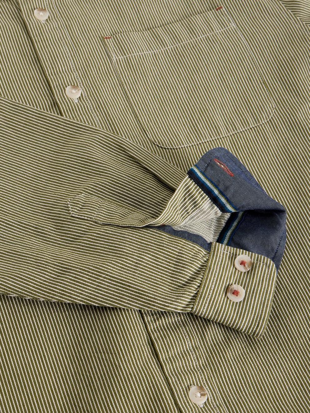 Sefton Stripe Shirt in LGT GREEN - FLAT DETAIL