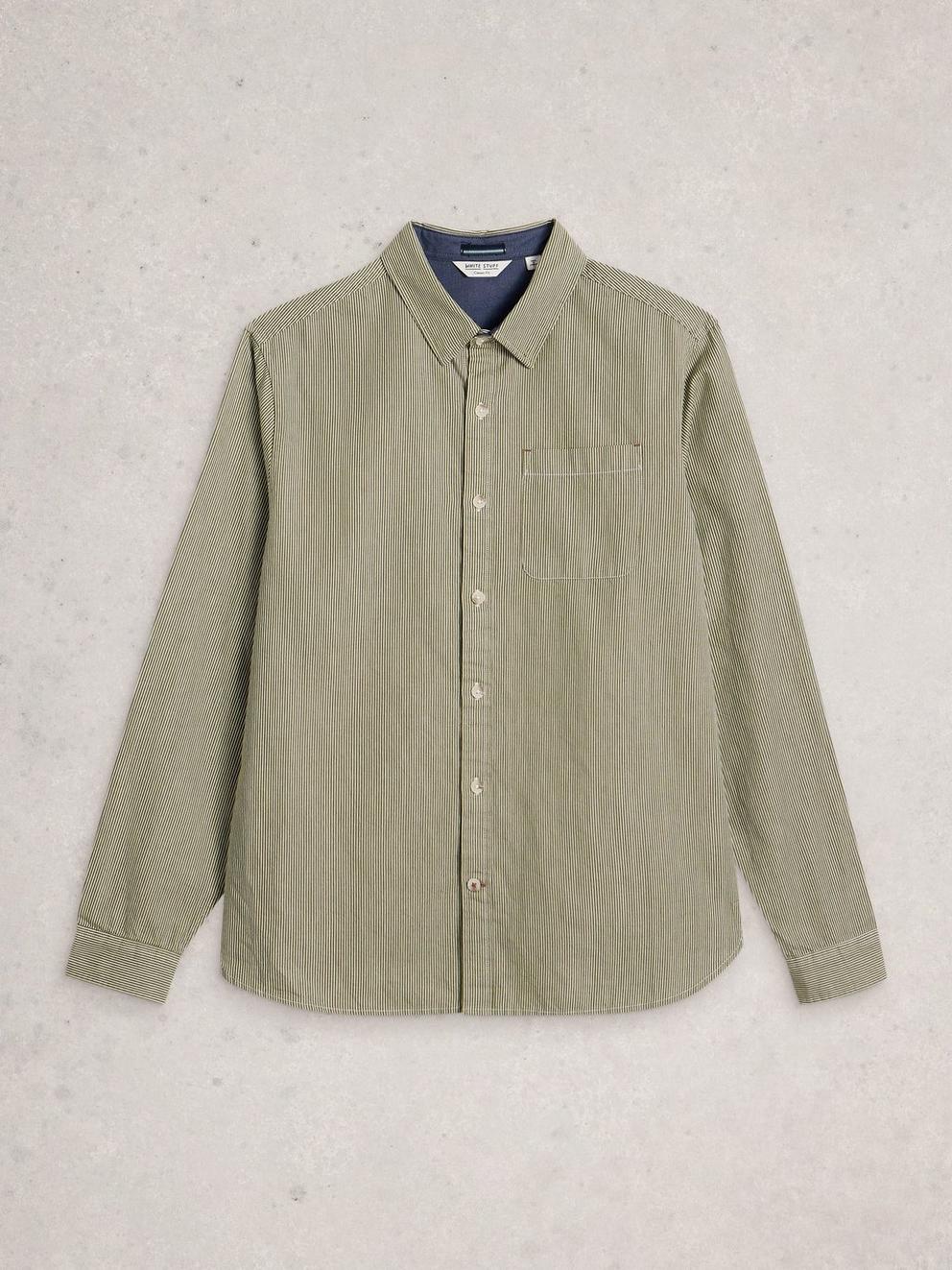 Sefton Stripe Shirt in LGT GREEN - FLAT FRONT