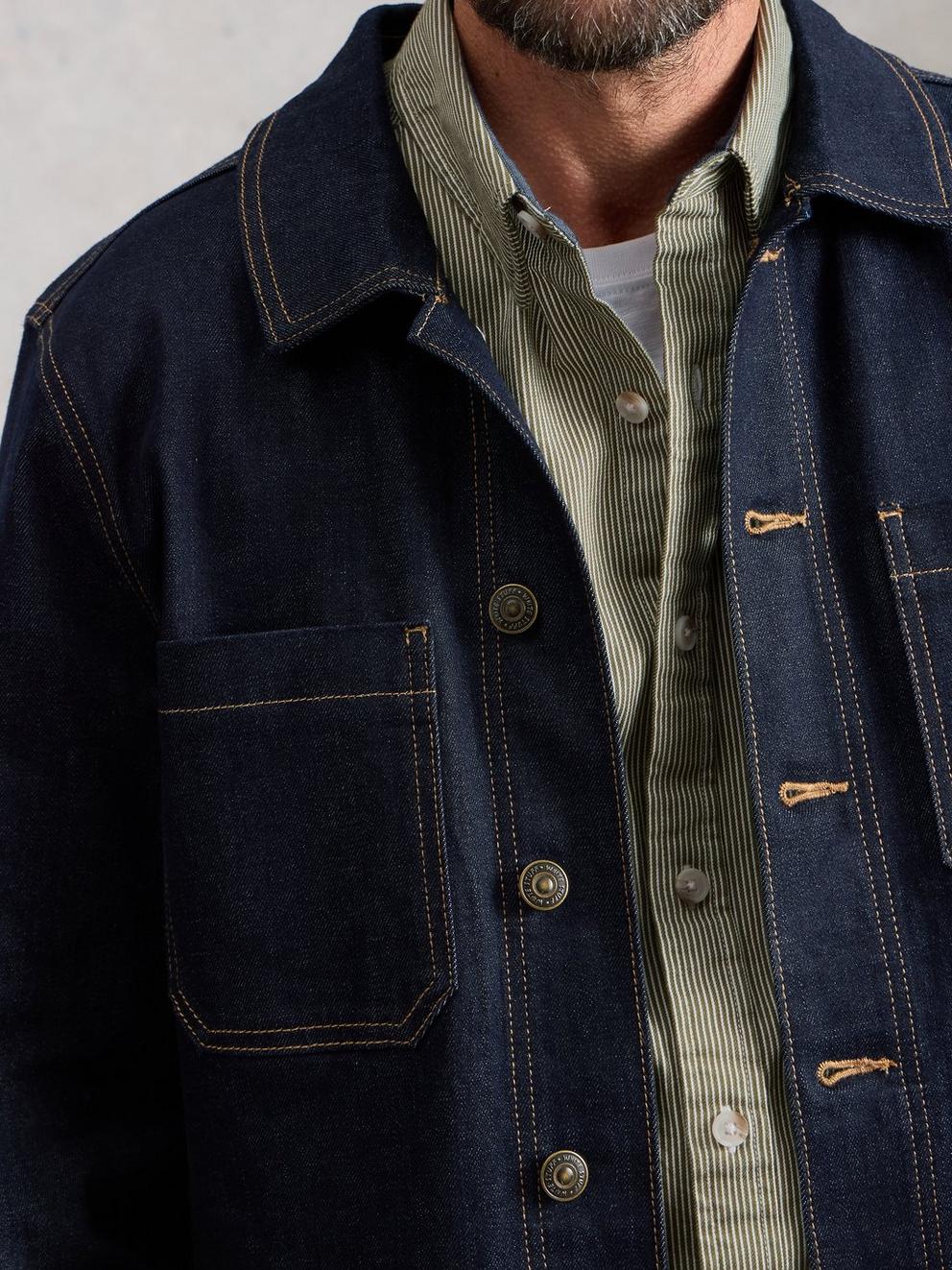 Sefton Stripe Shirt in LGT GREEN - MODEL DETAIL