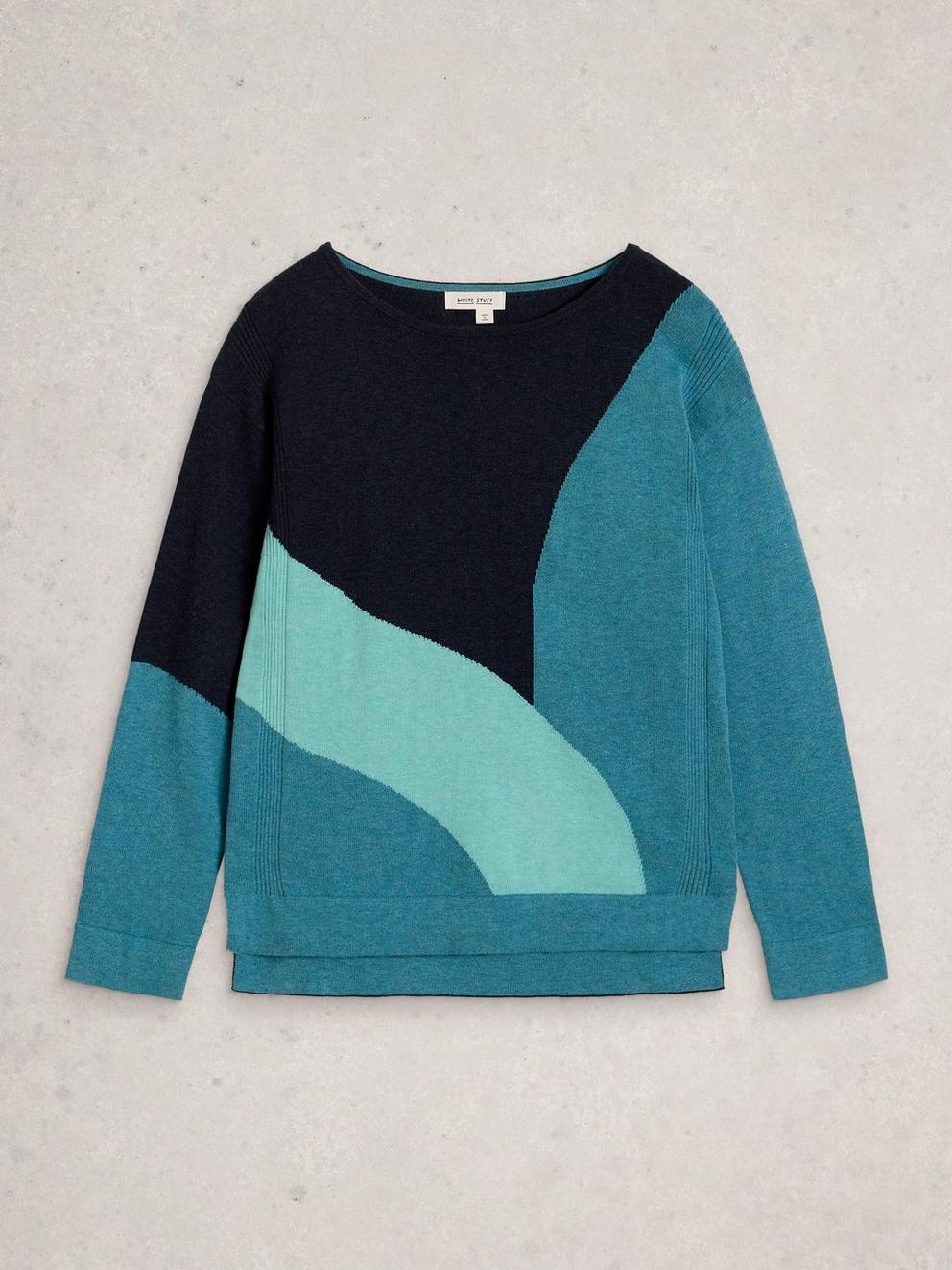 OPHIA ABSTRACT JUMPER in BLUE MLT - FLAT FRONT