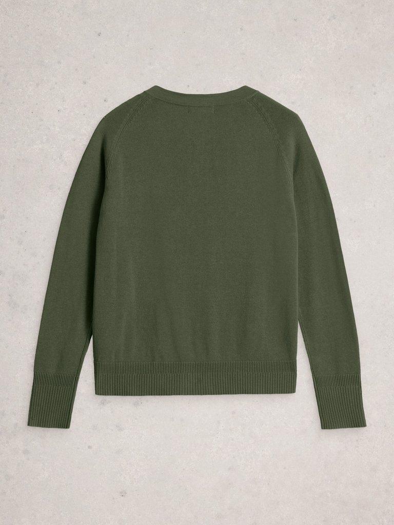 MILLIE CARDI in KHAKI GRN - FLAT BACK