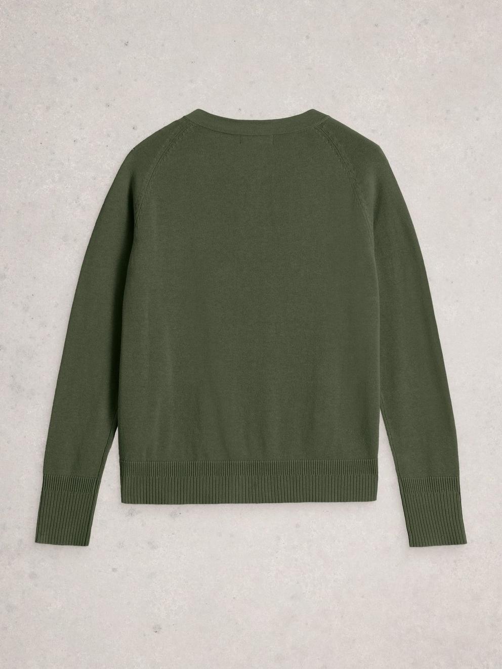 MILLIE CARDI in KHAKI GRN - FLAT BACK