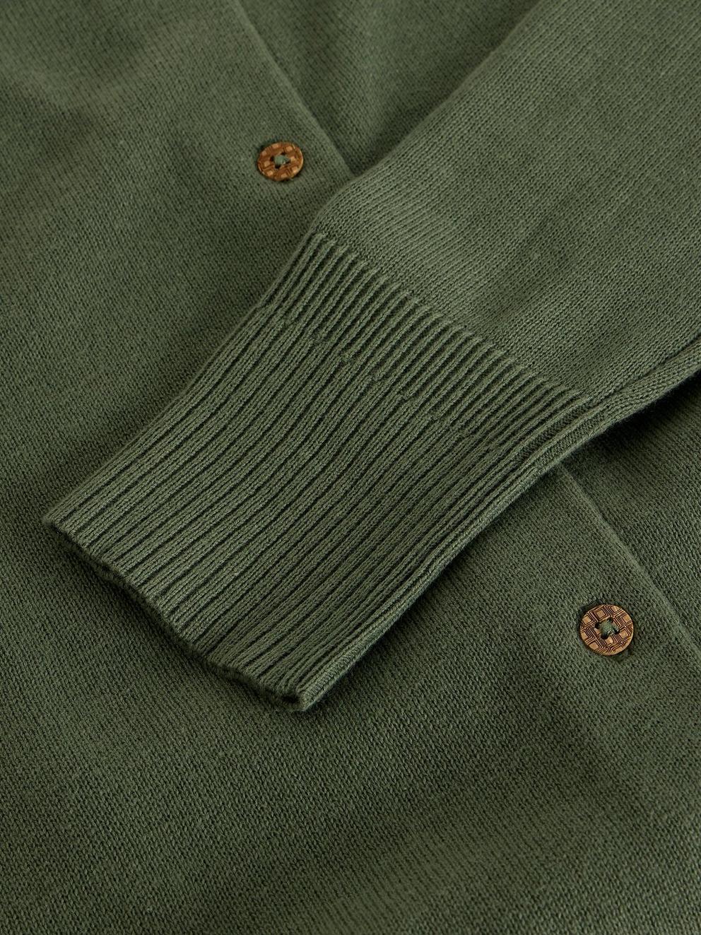 MILLIE CARDI in KHAKI GRN - FLAT DETAIL