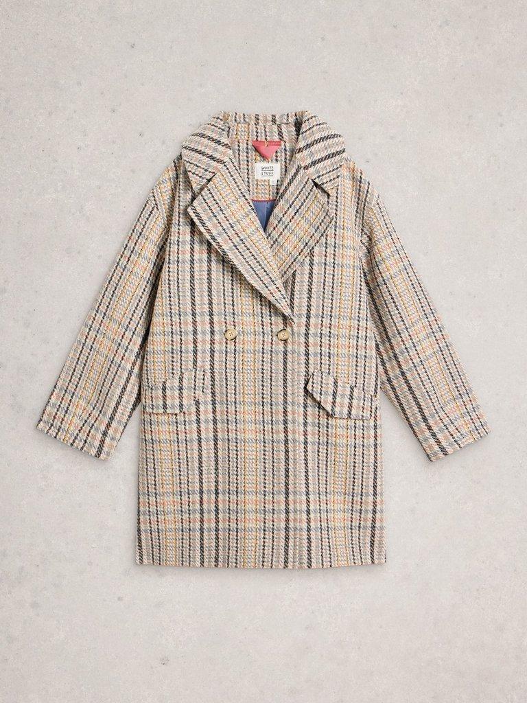 Robyn Check Wool Blend Coat in GREY MLT - FLAT FRONT