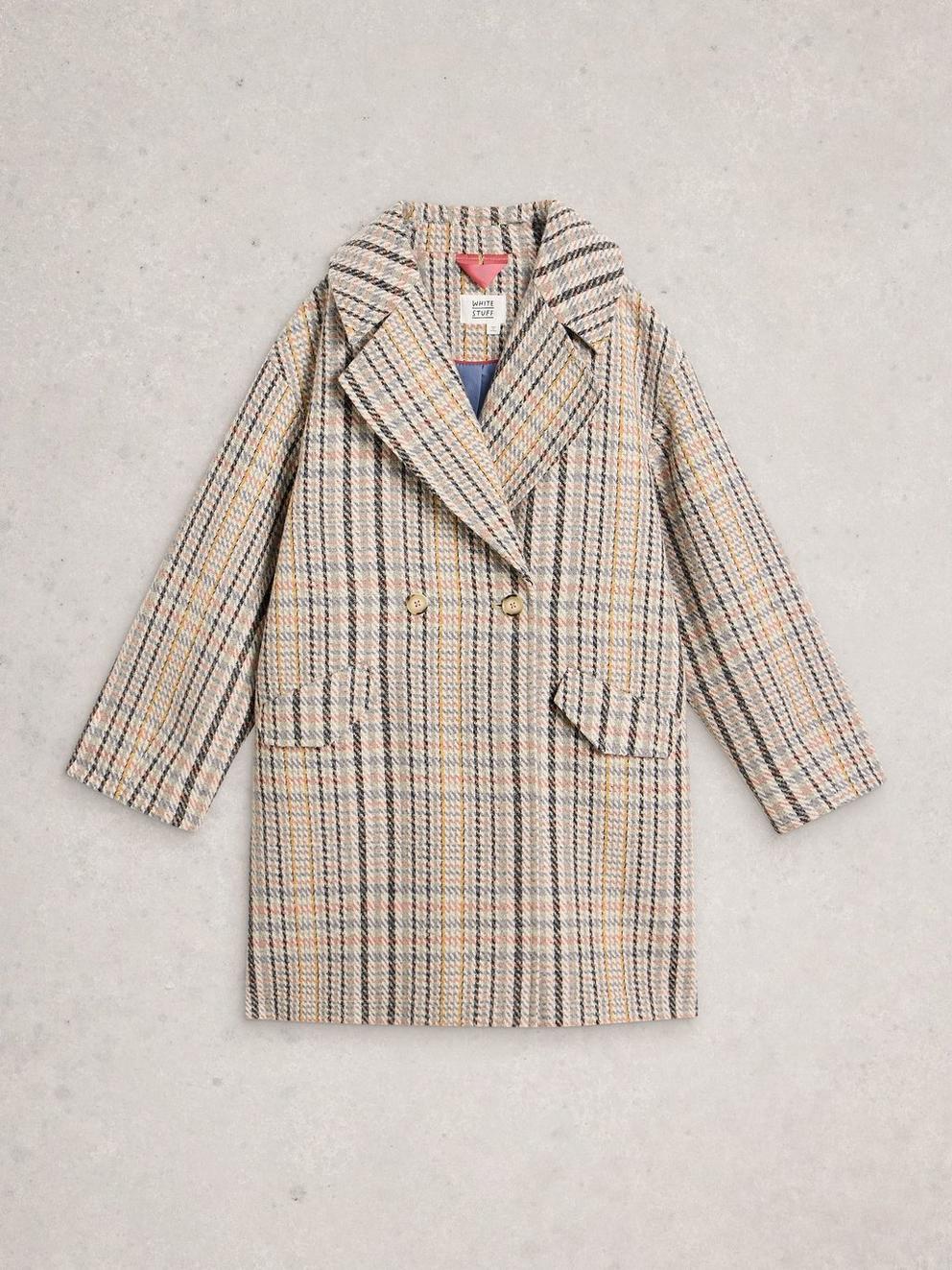 Robyn Check Wool Blend Coat in GREY MLT - FLAT FRONT