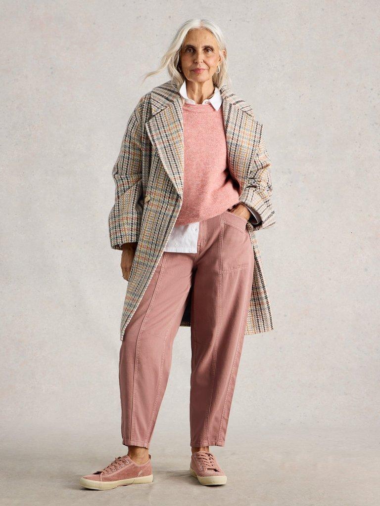 Robyn Check Wool Blend Coat in GREY MLT - MODEL FRONT