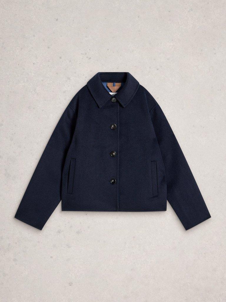 Aden Wool Blend Jacket in NAVY MULTI - FLAT FRONT
