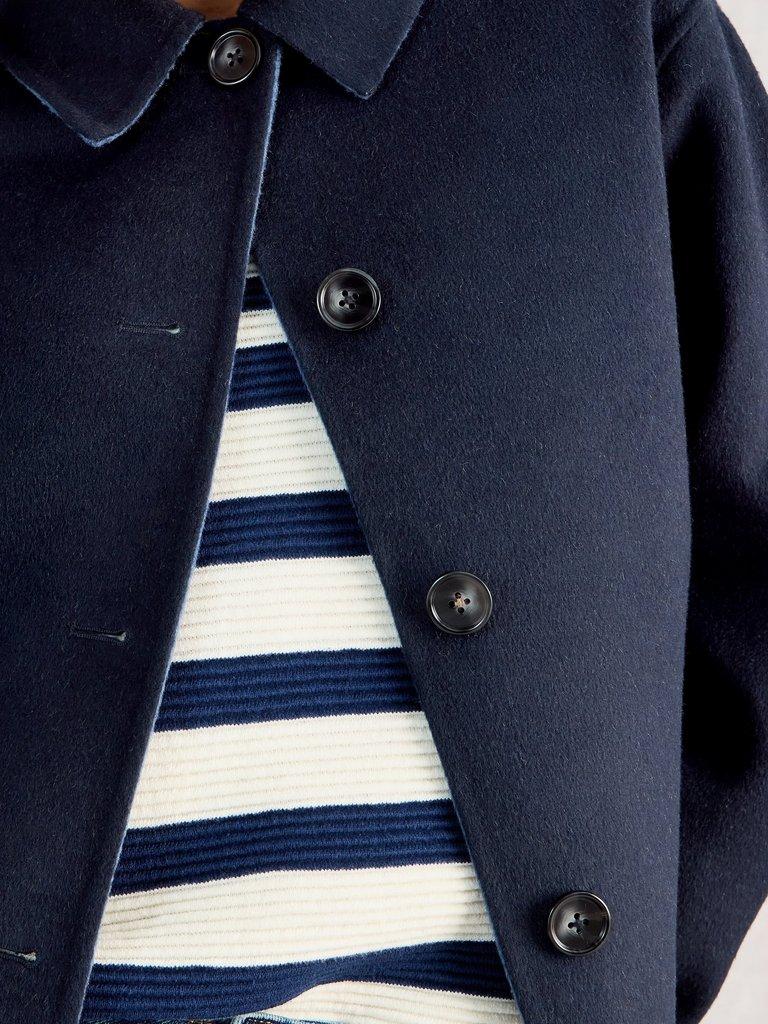 Aden Wool Blend Jacket in NAVY MULTI - MODEL DETAIL