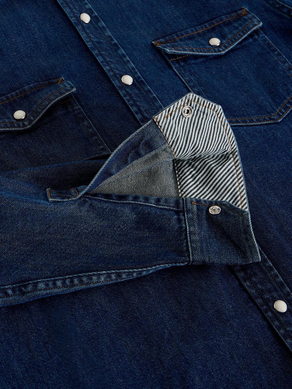 Darvel Denim Shirt in DK DENIM - FLAT DETAIL
