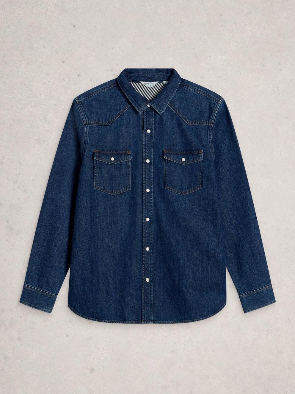 Darvel Denim Shirt in DK DENIM - FLAT FRONT
