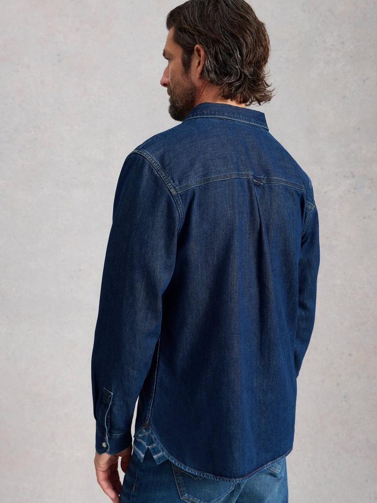 Darvel Denim Shirt in DK DENIM - MODEL BACK