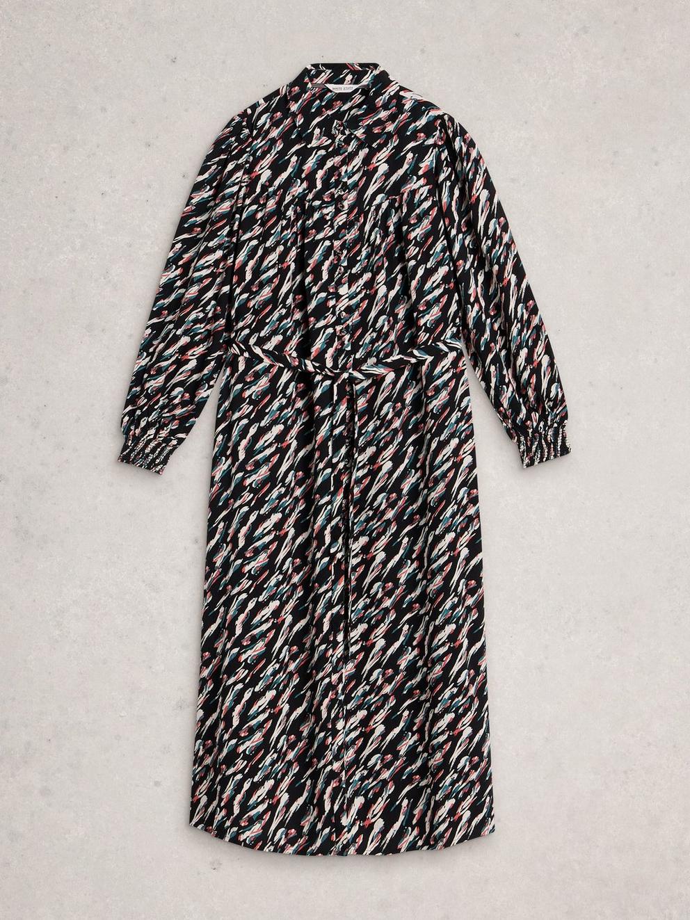 Covy Shirt Dress in BLK MLT - FLAT FRONT