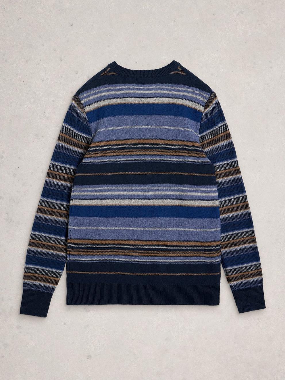 Abstract Stripe Crew in BLUE MLT - FLAT BACK