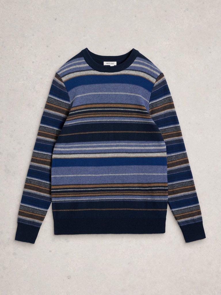 Abstract Stripe Crew in BLUE MLT - FLAT FRONT