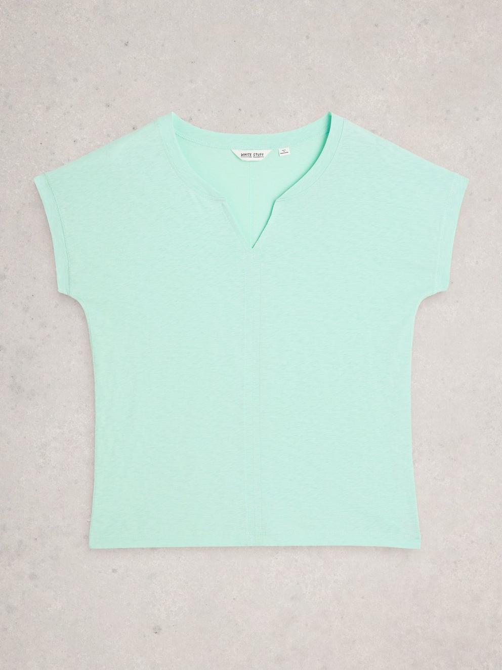 NAI NOTCH NECK TEE in BRT BLUE - FLAT FRONT
