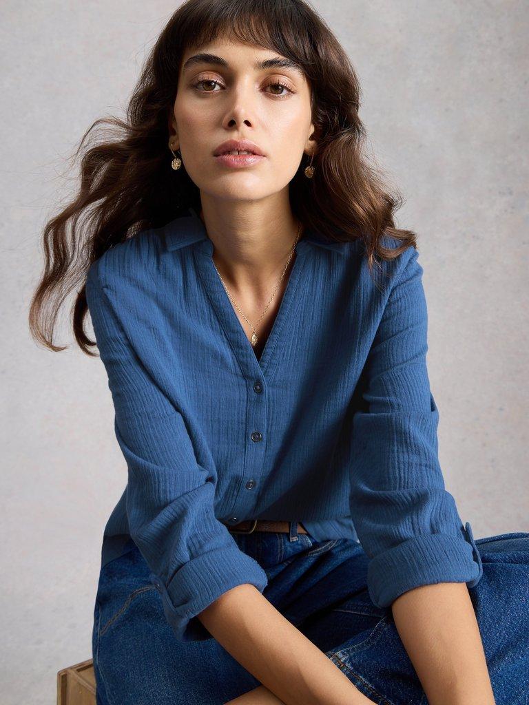 ANNIE DOUBLE CLOTH in DK BLUE - LIFESTYLE