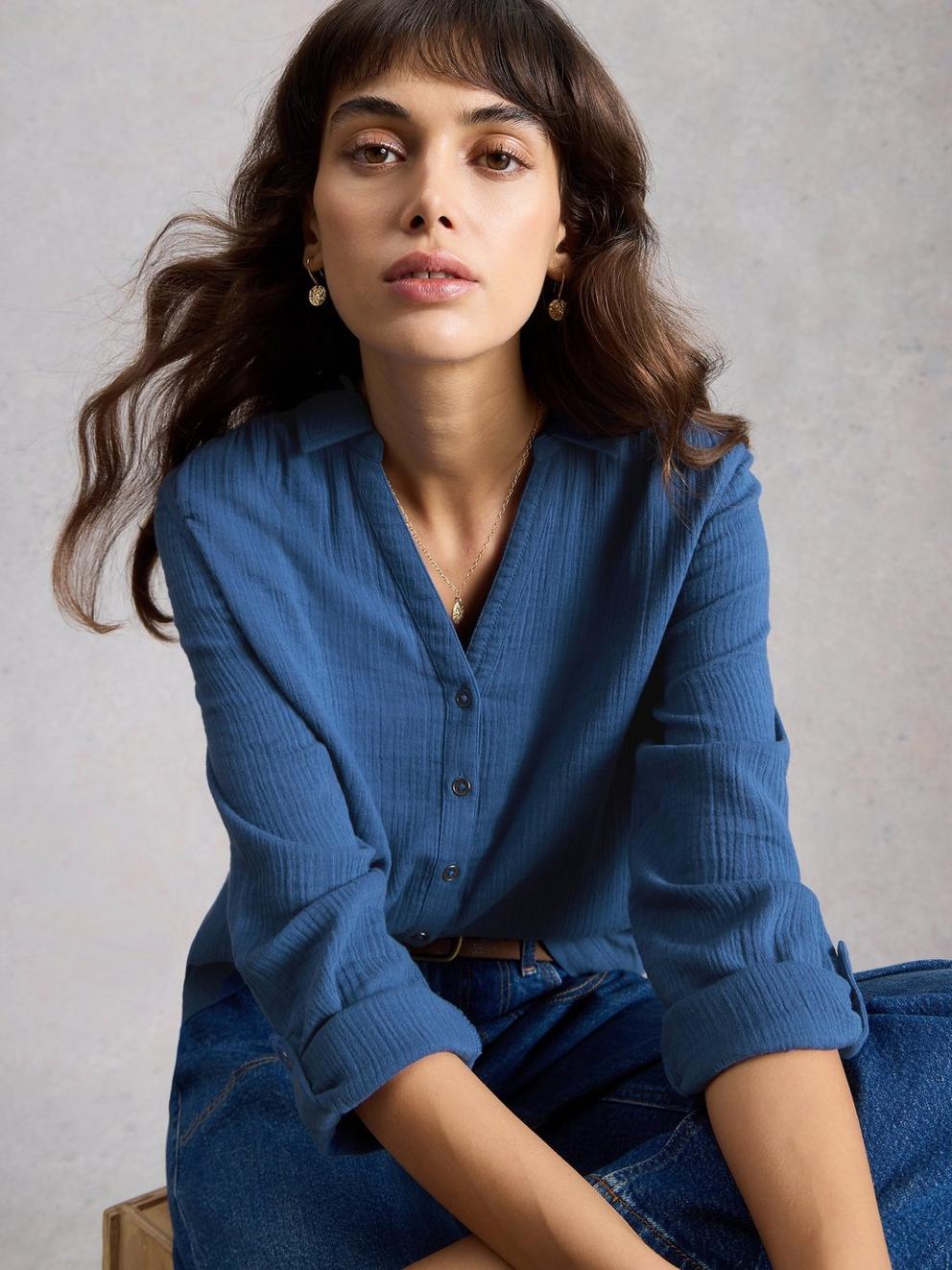 ANNIE DOUBLE CLOTH in DK BLUE - LIFESTYLE